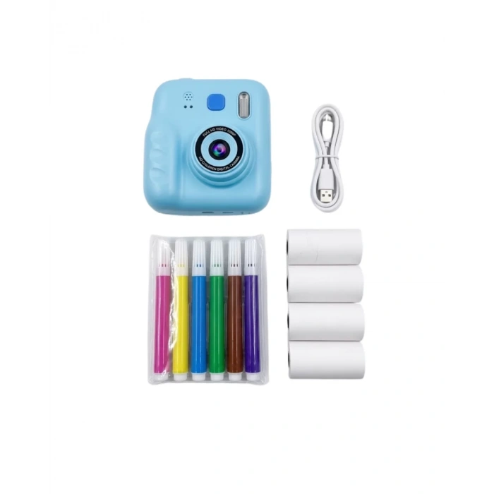 Nevamel® Çocuklar İçin Fotoğraf Makinesi Baskı Özellikli 4 Kağıt Rulo Hediyeli