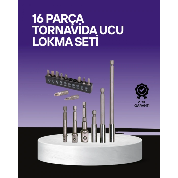 Nevamel® Çok Amaçlı 16lı Bits Uç Seti Dayanıklı Tornavida Adaptör