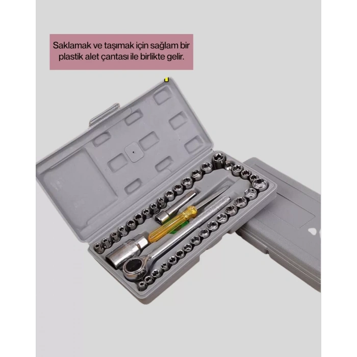 Nevamel® Çok Amaçlı 40 Parça Lokma Anahtar Takımı Korozyona Dayanıklı Çelik