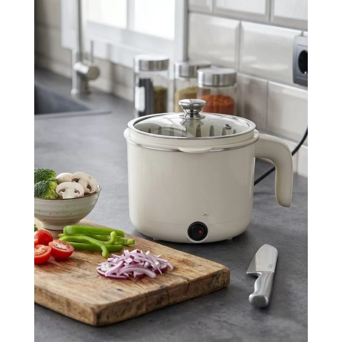 Nevamel® Çok Fonksiyonlu Elektrikli Pişirici 1 Litre Buharda Sebze Pişirme Özellikli