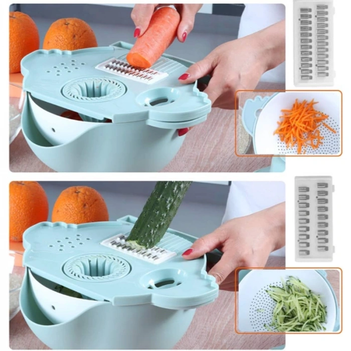 Nevamel® Çok Fonksiyonlu Salata Aparatı - Süzgeçli Doğrayıcı Kase