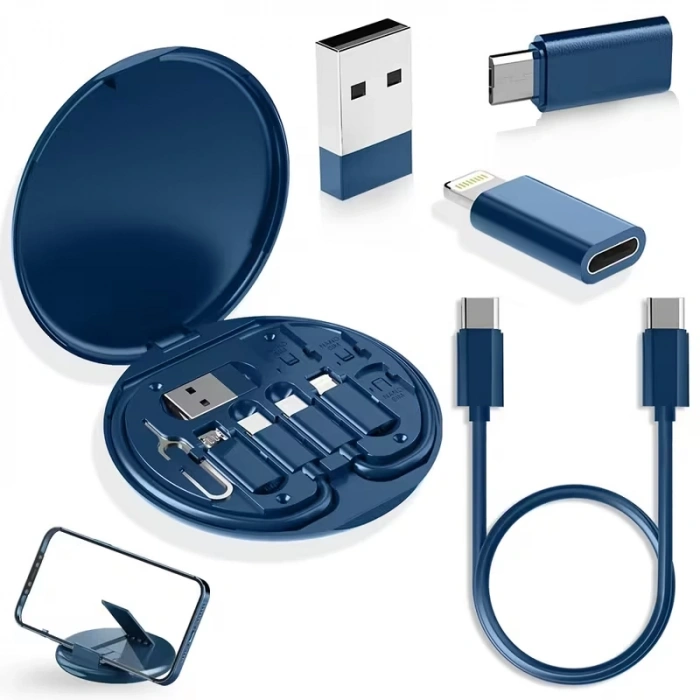 Nevamel® Çok Fonksiyonlu Seyahat Şarj Kiti - Standlı ve Adaptörlü - Düzenleyici Kutu