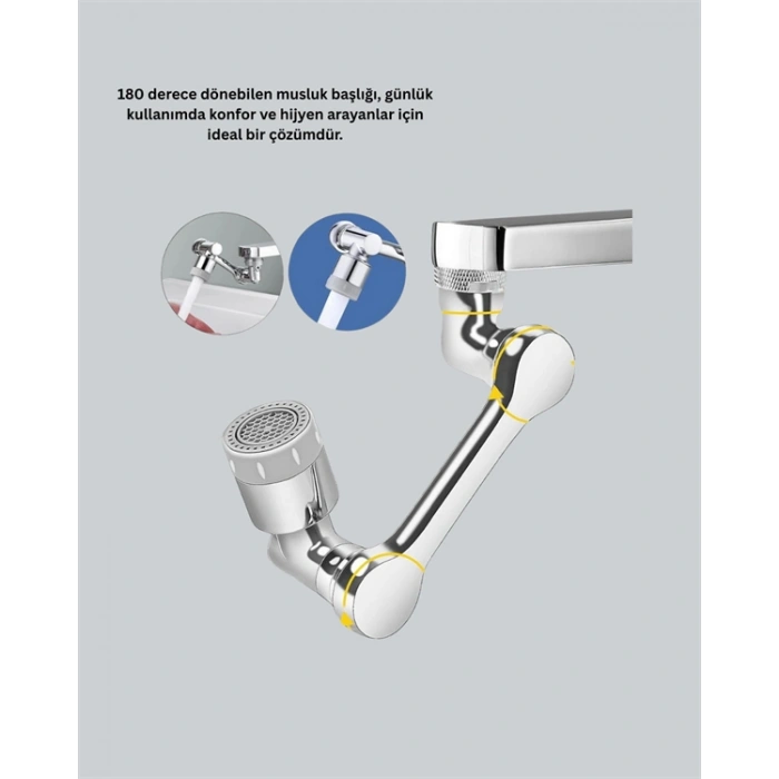 Nevamel® Çok Yönlü Dönebilen Musluk Başlığı 2 Fonksiyonlu Su Akışı