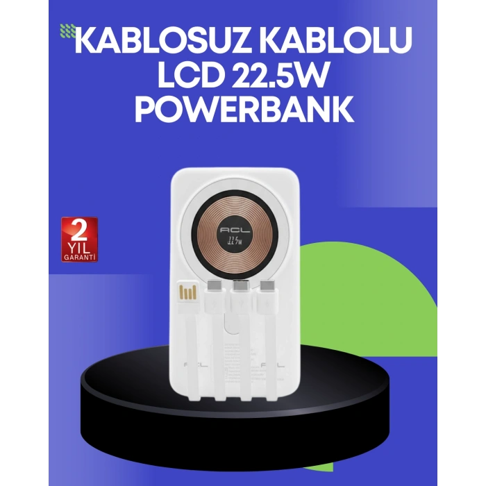 Nevamel® Çoklu Kablo Çıkışlı Taşınabilir Powerbank Kompakt Tasarım