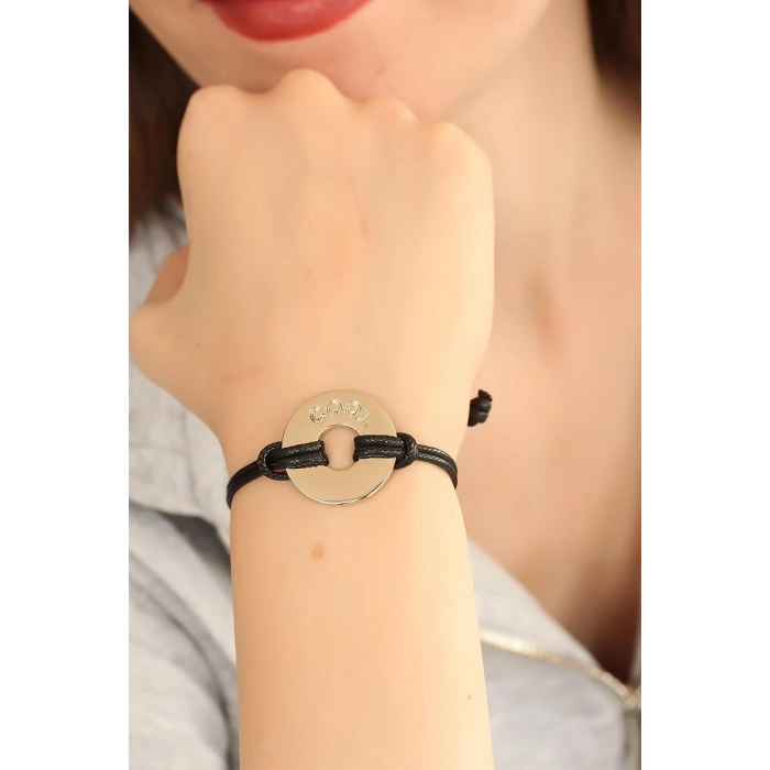 Nevamel® COOL (Havalı) Siyah Deri İpli Unisex Mood Bileklik 5886