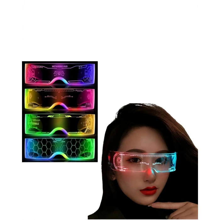 Nevamel® Cyberpunk LED Gözlük Çok Modlu Işıklı Parti ve Festival Aksesuarı