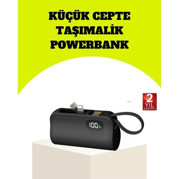 Nevamel® Dahili Type-C Konektörlü Mini 2000mAh Powerbank