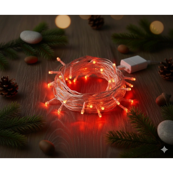 Nevamel® Damla Uçlu Kırmızı Dekoratif Işık 10 Metre 100 LED