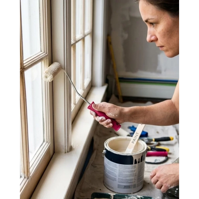 Nevamel® Dar Alan Boyama Rulosu 10 Cm Boya Fırça Seti 6 Adet Yedek Rulo Hediyeli