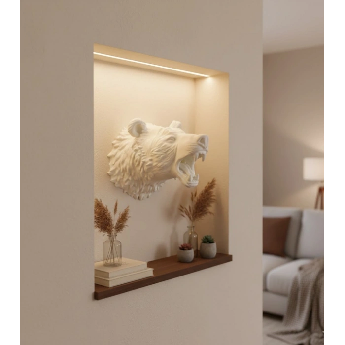 Nevamel® Dekoratif Beyaz Ayı Duvar Heykeli Asılabilir Hediyelik 25x19 cm