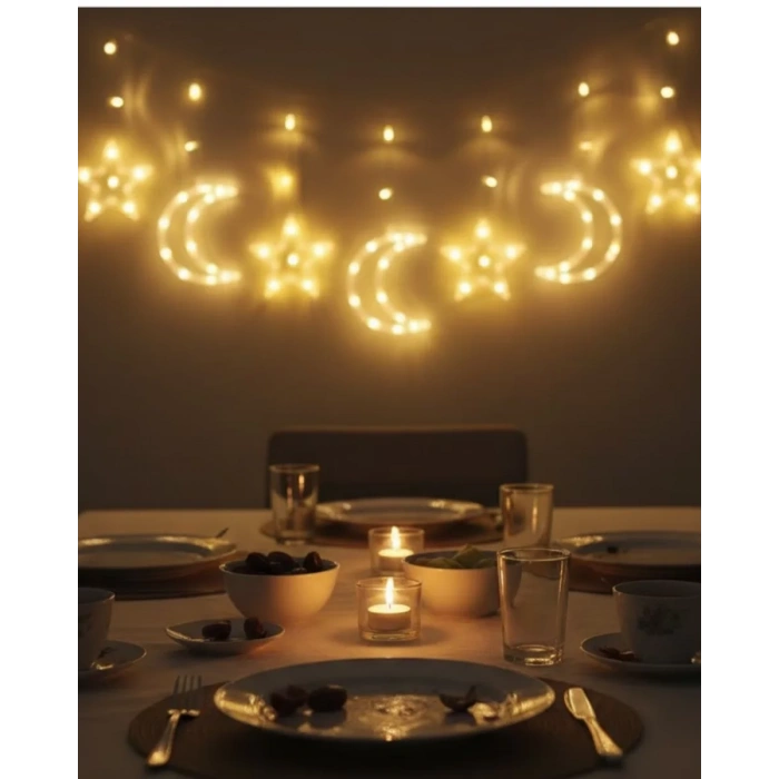 Nevamel® Dekoratif Büyük Ay Yıldız Ramazan Led Işık