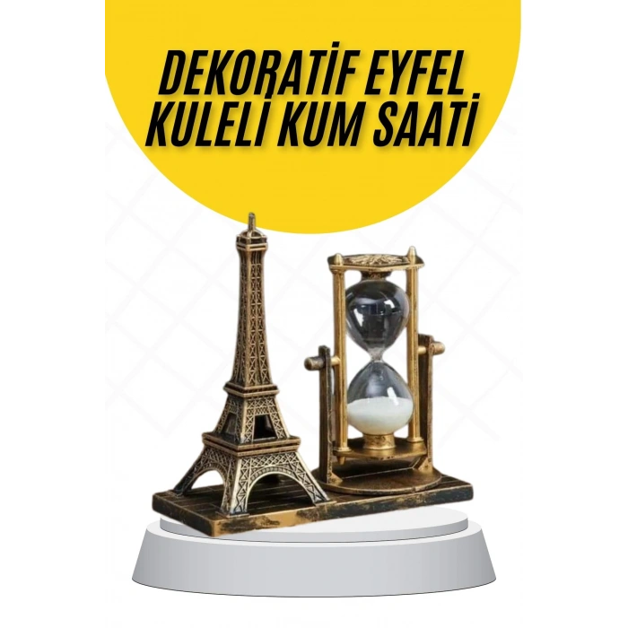 Nevamel Dekoratif Eyfel Kulesi ve Kum Saati Vintage Tarzı Masa Süsü Biblo