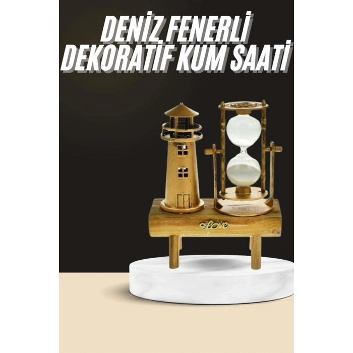 Nevamel Dekoratif Kum Saati Deniz Feneri Retro Masa Hediyeli Eşya
