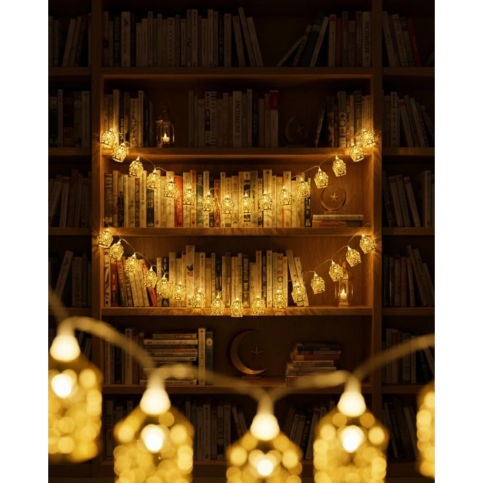 Nevamel® Dekoratif Ramazan LED Işık Pilli Cami Tasarımlı Zincir Aydınlatma
