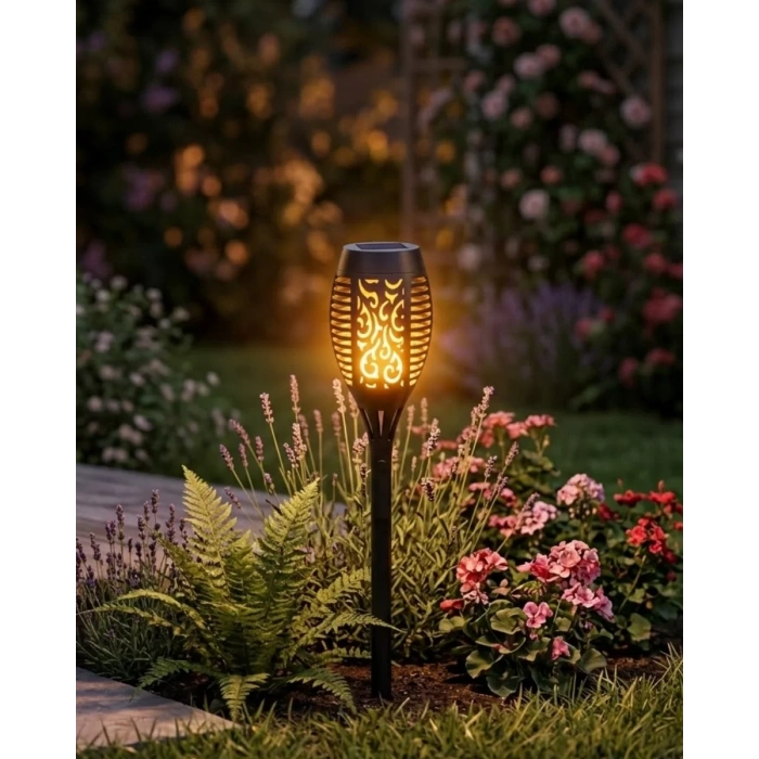Nevamel® Dekoratif Solar Bahçe Meşalesi Alev Efektli LED Otomatik Sensörlü Dış Mekan Aydınlatma