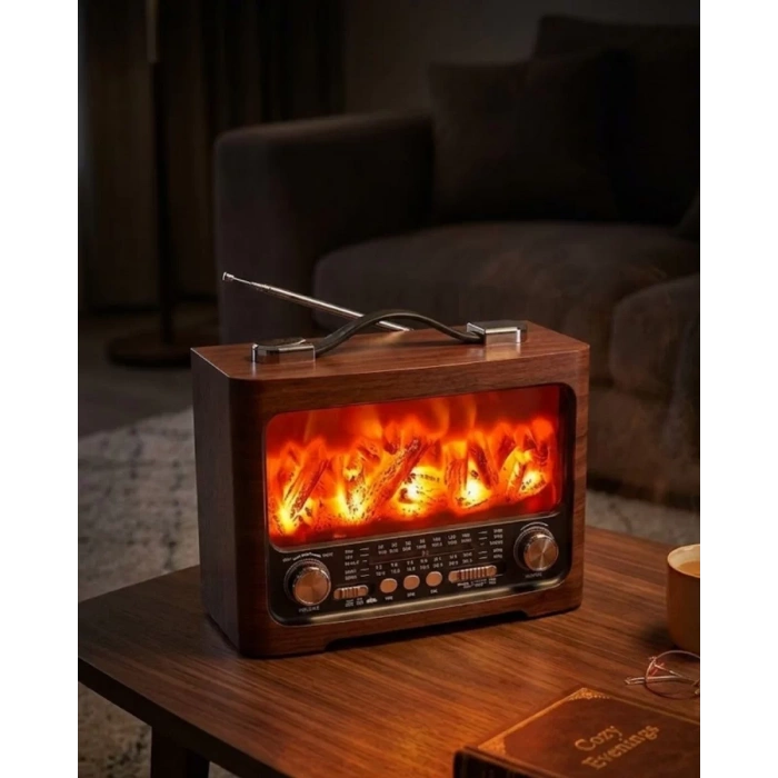 Nevamel® Dekoratif Şömine Görünümlü Bluetooth Hoparlör FM AM SW Radyo USB TF Kart Müzik Çalar