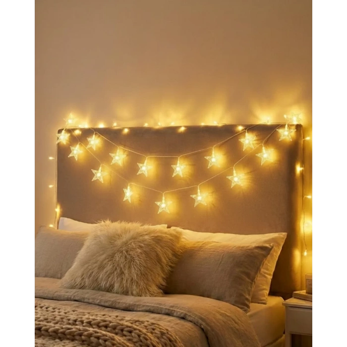 Nevamel® Dekoratif Yıldız LED Aydınlatma 5 Metre Sabit Işık İç Mekan Kullanım