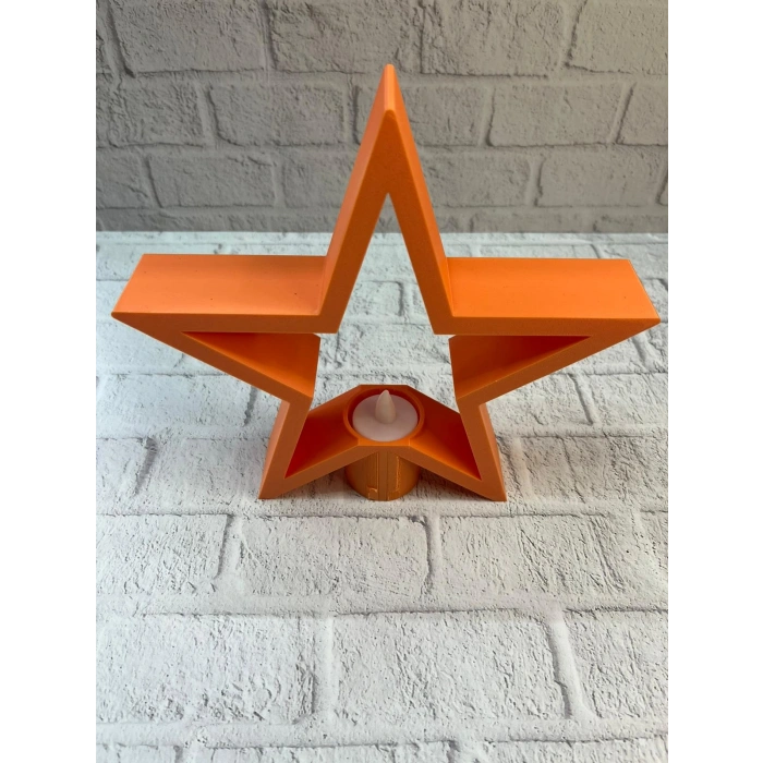 Nevamel® Dekoratif Yıldız Şeklinde Turuncu Mumluk Ev Aksesuarı