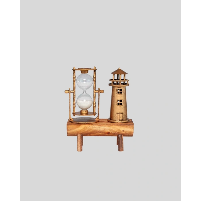Nevamel Deniz Feneri Tasarımlı Ahşap Kum Saati – Retro Masa Aksesuarı