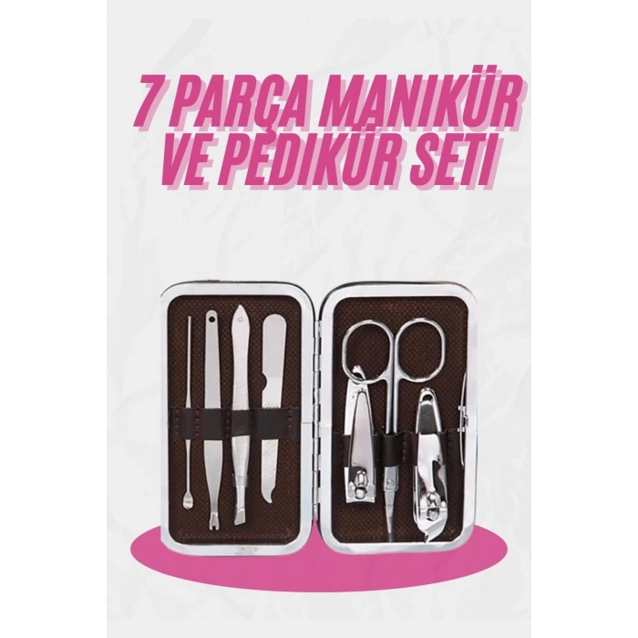 Nevamel® Deri Çanta Hediyeli 7 Parça Manikür-Pedikür Tırnak Bakım Seti