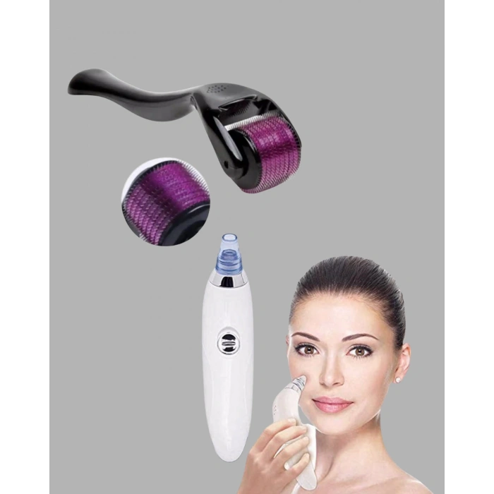 Nevamel® Dermaroller ve Vakumlu Siyah Nokta Temizleme Cihazı 2’li Cilt Bakım Seti