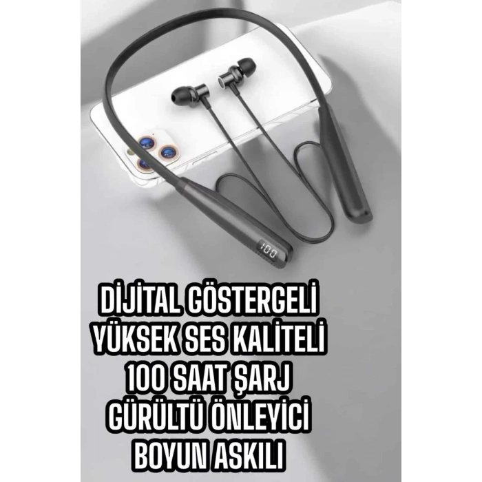 Nevamel® Dijital Batarya Göstergeli Bluetooth Özellikli Boyun Askılı Kulaklık