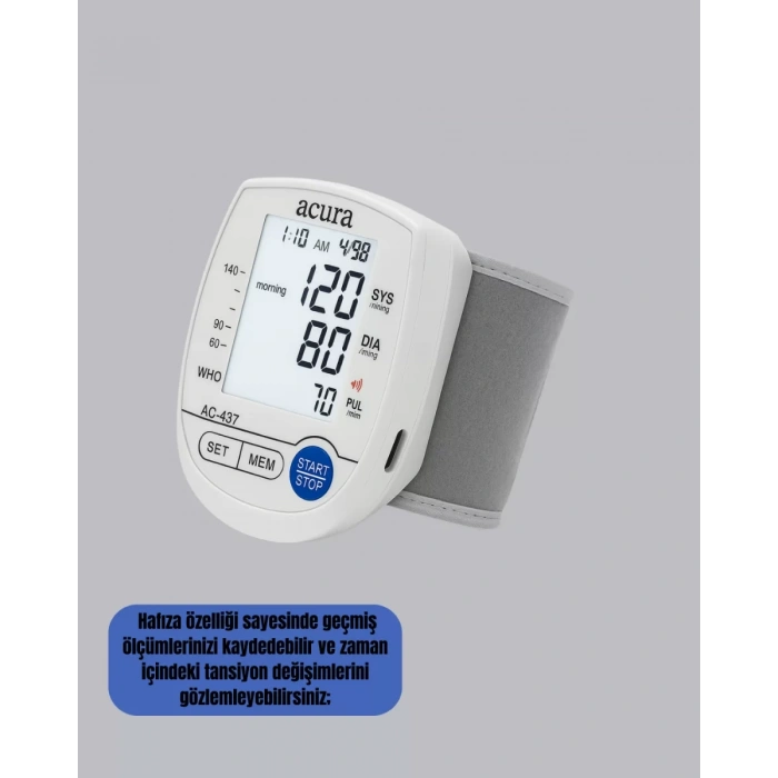 Nevamel® Dijital Bilek Tansiyon Aleti Çift Güç Kaynaklı HD Ekranlı