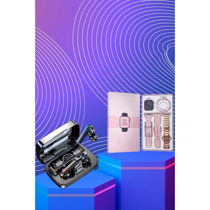 Nevamel® Dijital Göstergeli Powerbank Bluetooth Kulaklık ve Yeni Nesil Amoled Ekran Akıllı Saat