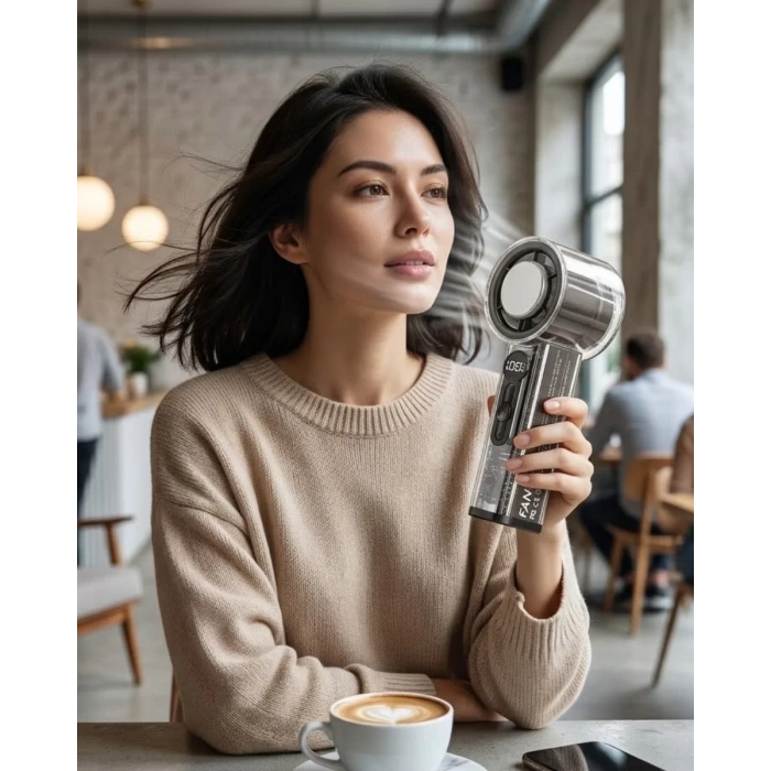 Nevamel® Dijital Göstergeli Yüksek Üfleme Güçlü Şarjlı El Fanı