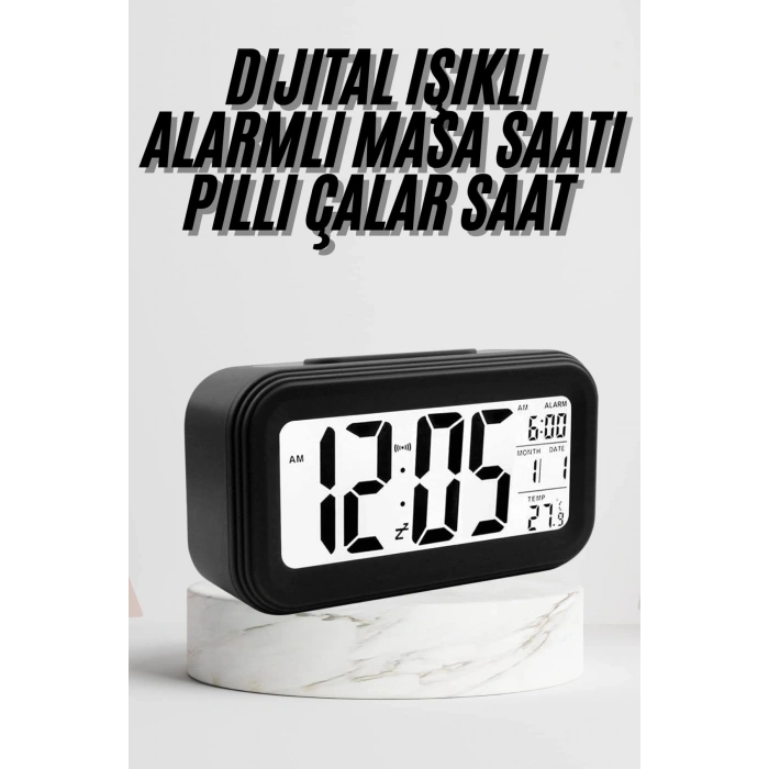 Nevamel Dijital Masa Saati Termometre Takvim Led Ekran Pilli Ev Ofis Masası