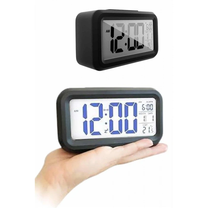 Nevamel Dijital Masa Saati Termometreli Takvim Çalar Saat Led Ekran Pilli