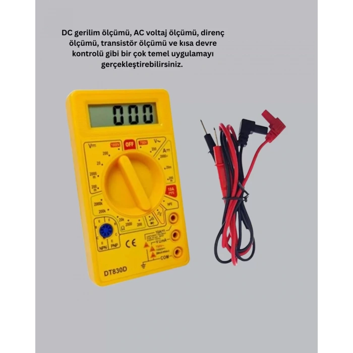Nevamel® Dijital Multimetre Ölçü Aleti AC DC Ölçüm ve LCD Ekranlı