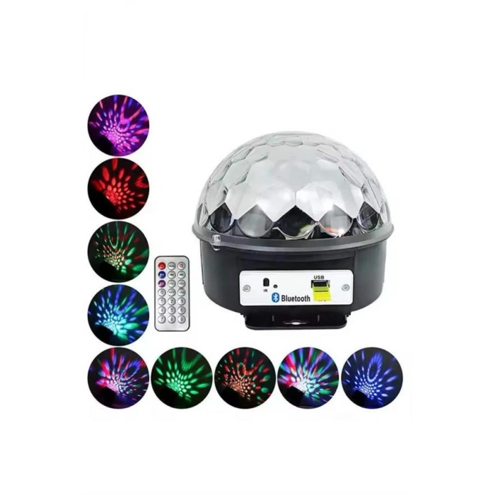 Nevamel Disko Topu Renkli Işıklı Lazer Parti Bluetooth Bağlantılı Led Küre