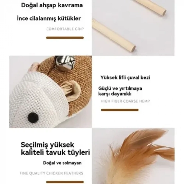 Nevamel Doğal Jut Fare Sembollü Kedi Oltası
