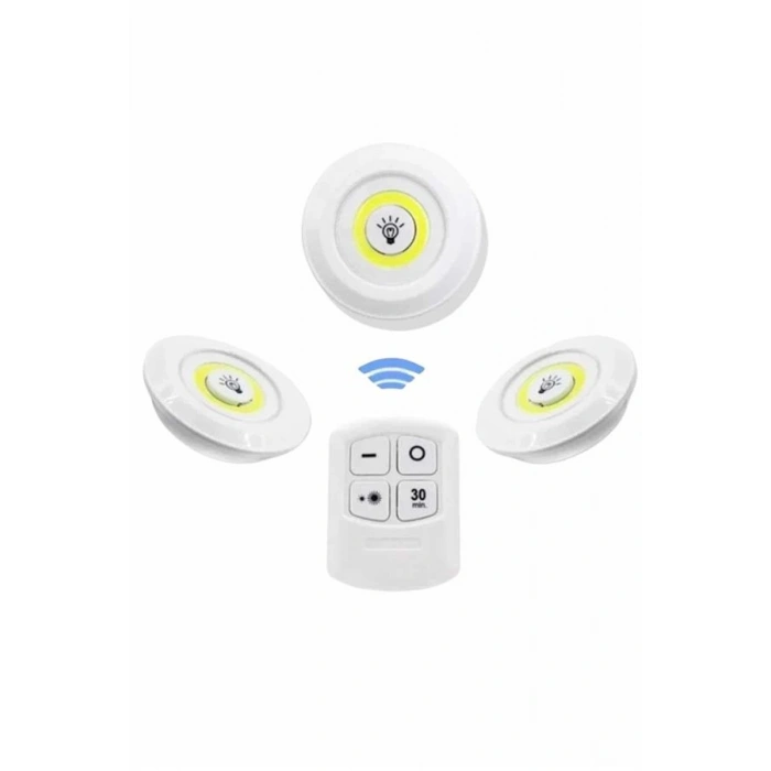 Nevamel Dolap Işığı Mutfak Rafı Işığı Uzaktan Kumandalı 3 Lü Spot Led Lamba