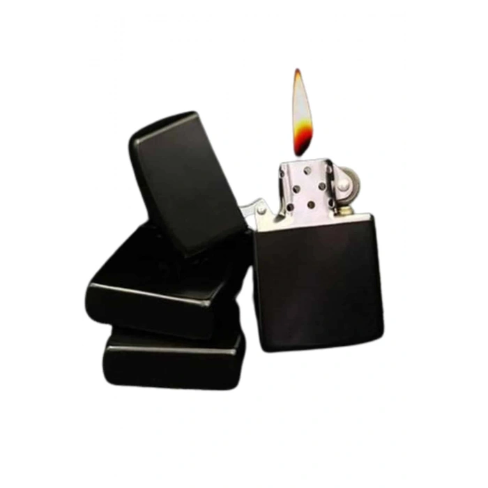 Nevamel Doldurulabilir Siyah Benzinli Çakmak Metalik