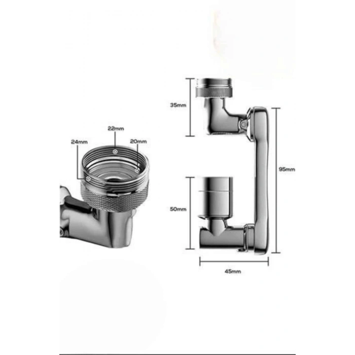 Nevamel® Dönen Musluk Başlığı 1080 Derece Ayarlanabilir Filtreli Sprey Uç