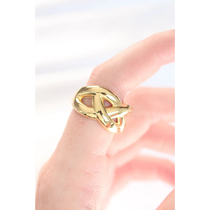 Nevamel® Düğüm Model Gold Renk Ayarlanabilir Yüzük 5886