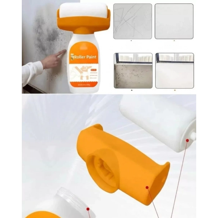 Nevamel® Duvar Rötuş Boya Rulosu 2si 1 Arada Hazneli Hızlı Kuruyan Yama Fırçası