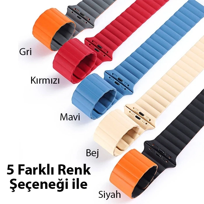 Nevamel DUX DUCIS Apple Watch 38/40/41MM için Manyetik Zincir Versiyon PU Deri Kayış Kordon-(5775)