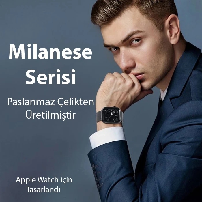 Nevamel Dux Ducis Apple Watch 38/40/41MM için Milanese Premium Milano Loop Kayış Kordon-(5775)