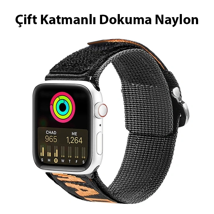 Nevamel Dux Ducis Apple Watch 42/44/45MM için Kayış Kordon Lylon Loop-(5775)
