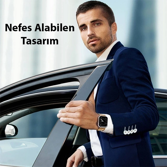 Nevamel Dux Ducis Apple Watch 42/44/45MM için Milanese Premium Milano Loop Kayış Kordon-(5775)