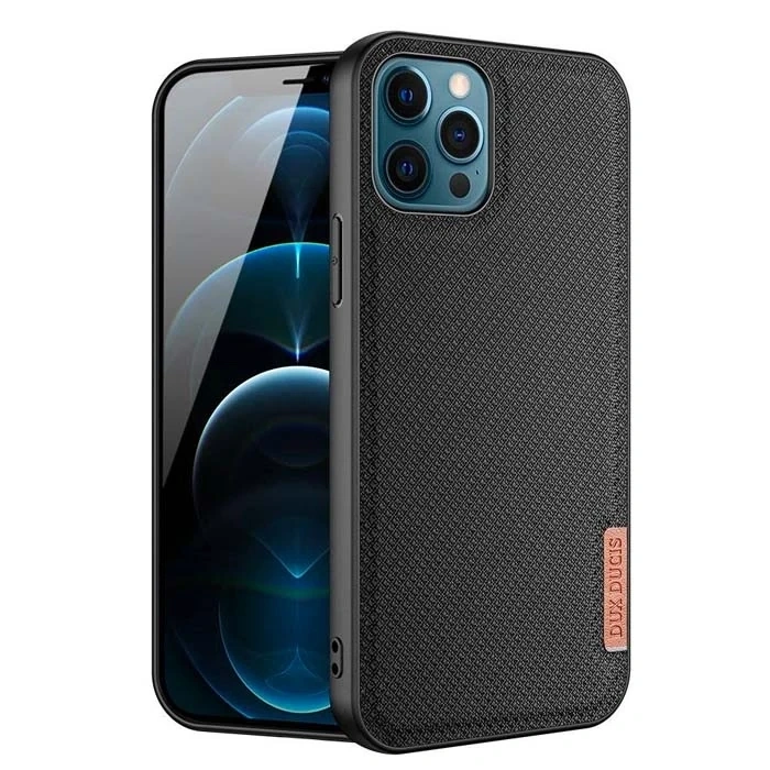 Nevamel Dux Ducis Fino Serisi iPhone 12 Pro Max Kılıf Premium Dokuma Silikon Kılıf-(5775)