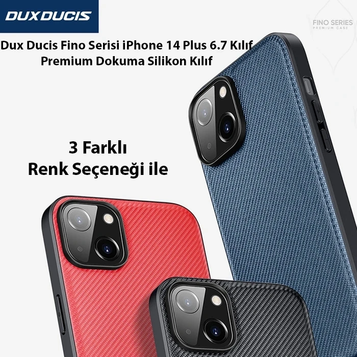 Nevamel Dux Ducis Fino Serisi iPhone 14 Plus 6.7 inç Kılıf Premium Dokuma Silikon Kılıf-(5775)