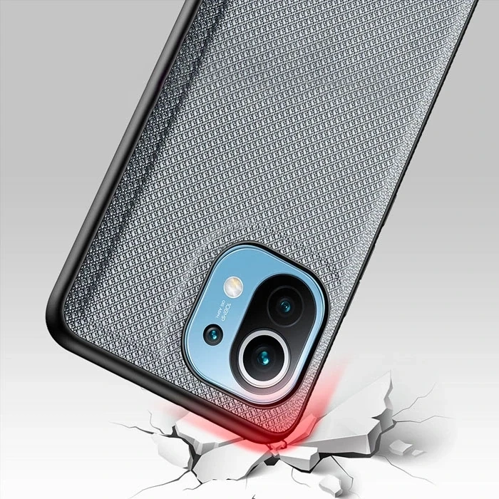 Nevamel Dux Ducis Fino Serisi Xiaomi Mi 11 Kılıf Premium Dokuma Silikon Kılıf-(5775)