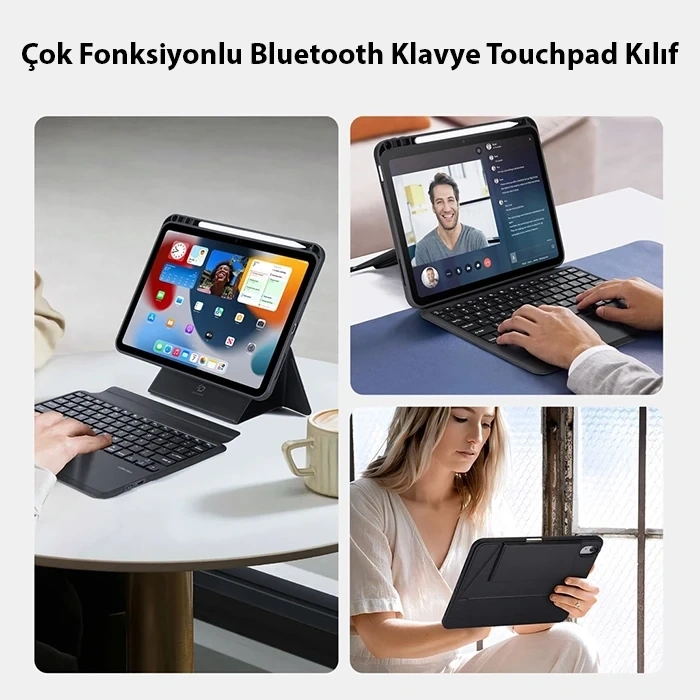 Nevamel Dux Ducis iPad 10(2022) DK Series Kablosuz Bluetooth Klavye Touchpad Kılıf-(5775)