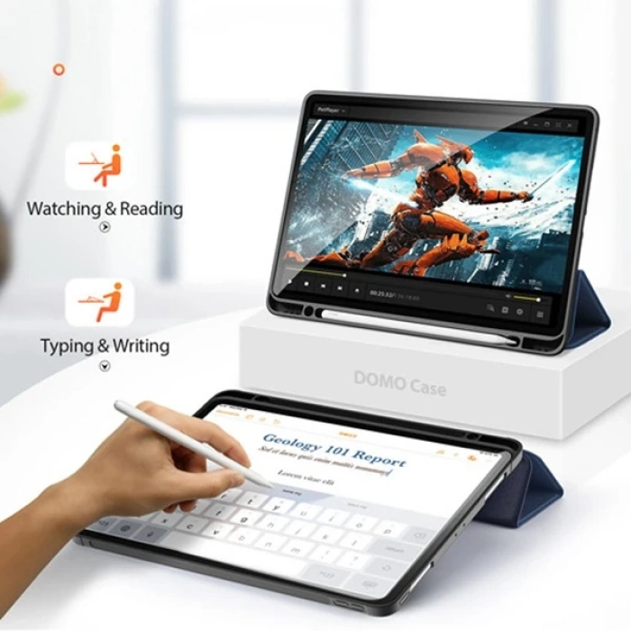 Nevamel DUX DUCİS iPad Pro 12.9 (2021-2020-2018 )Kılıf Kalem Yerli Soft Tpu Mıknatıslı Domo Series Kılıf-(5775)