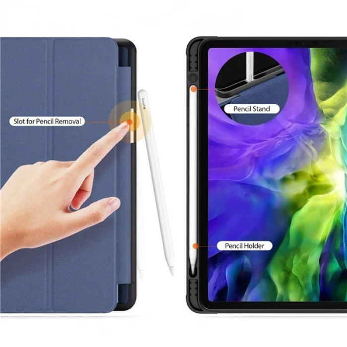 Nevamel DUX DUCİS iPad Pro 12.9 (2021-2020-2018 )Kılıf Kalem Yerli Soft Tpu Mıknatıslı Domo Series Kılıf-(5775)