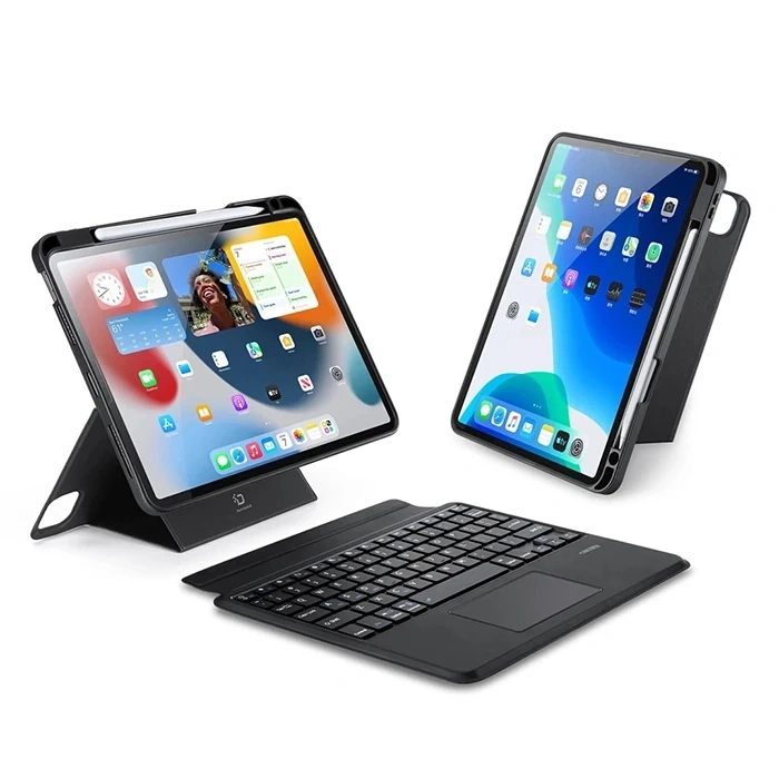 Nevamel Dux Ducis iPad Pro 12.9 DK Series Kablosuz Bluetooth Klavye Touchpad Kılıf-(5775)